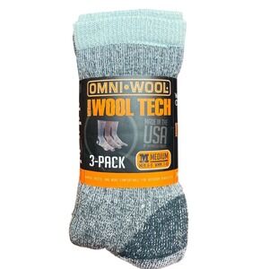 Omni-Wool Merino Wool Tech Mid-Weight Hikers 3-Pack Socks Med Mens 6-9 Wmns 7-10